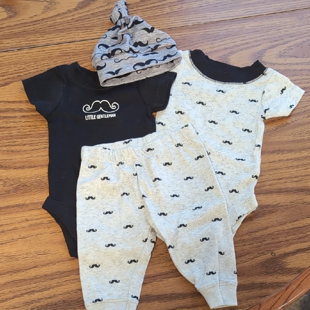 Bundles Baby Place Boy's 0-3 Month Mustache Outfit Set
